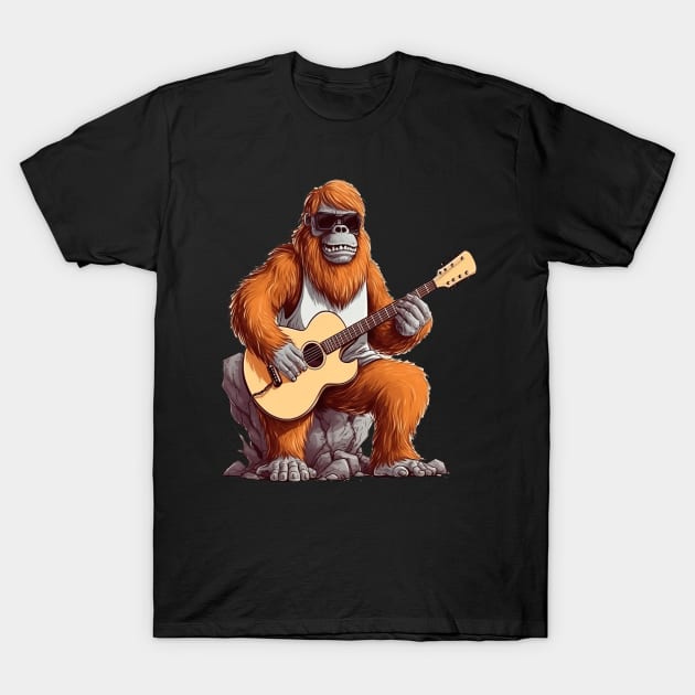 Bigfoot playing Guitar T-Shirt by EVCO Smo